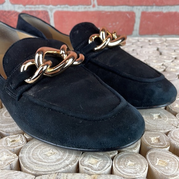 Talbots Cassidy Gold Chainlink Black Suede Loafer 7.5 - Picture 9 of 15